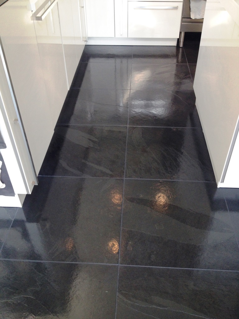 Slate tiled floor Huston after cleaning and sealing