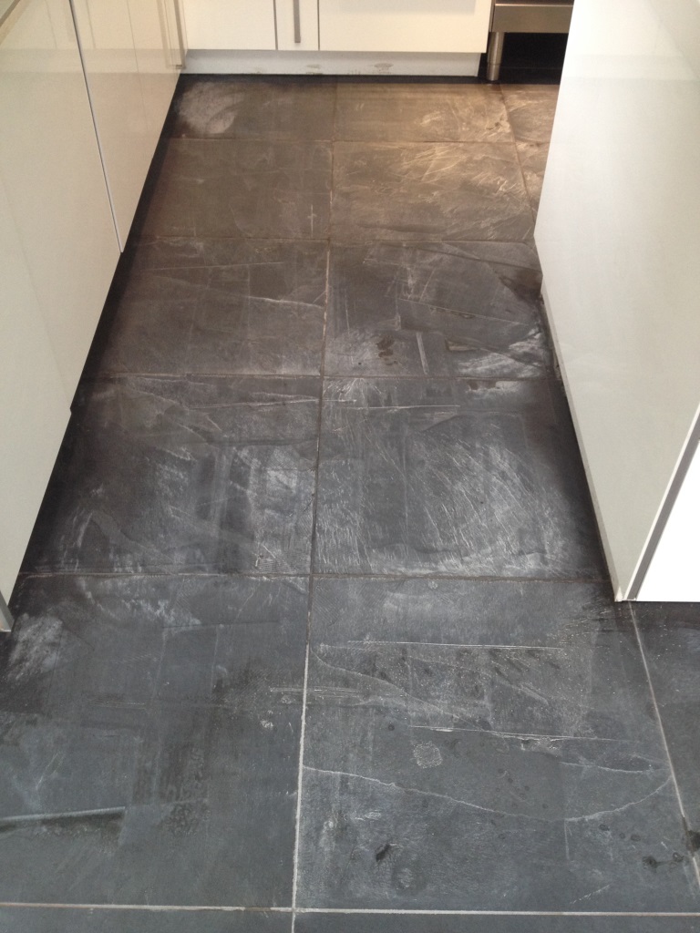 Slate tiled floor Huston before cleaning