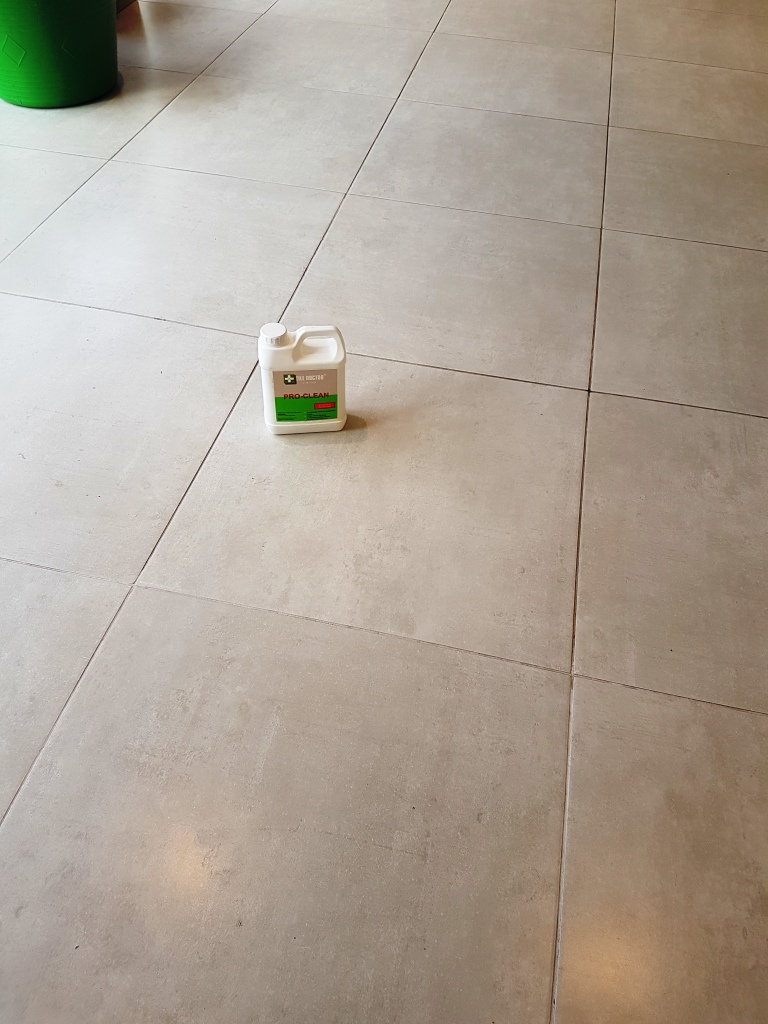 Porcelain tile and grout before cleaning Bearsden