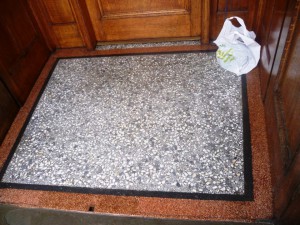 Terrazzo tiled vestibule in Glasgow after cleaning