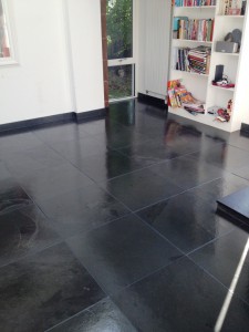 Dark slate tiled floor glasgow after cleaning