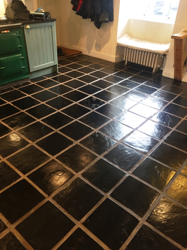 Slate Kitchen Floor Stripped Cleaned And Sealed Lochwinnoch