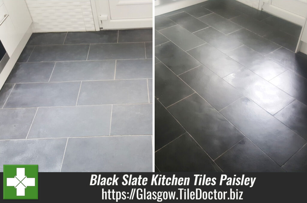 Black Slate Kitchen Tiles Rejuvenated in Paisley