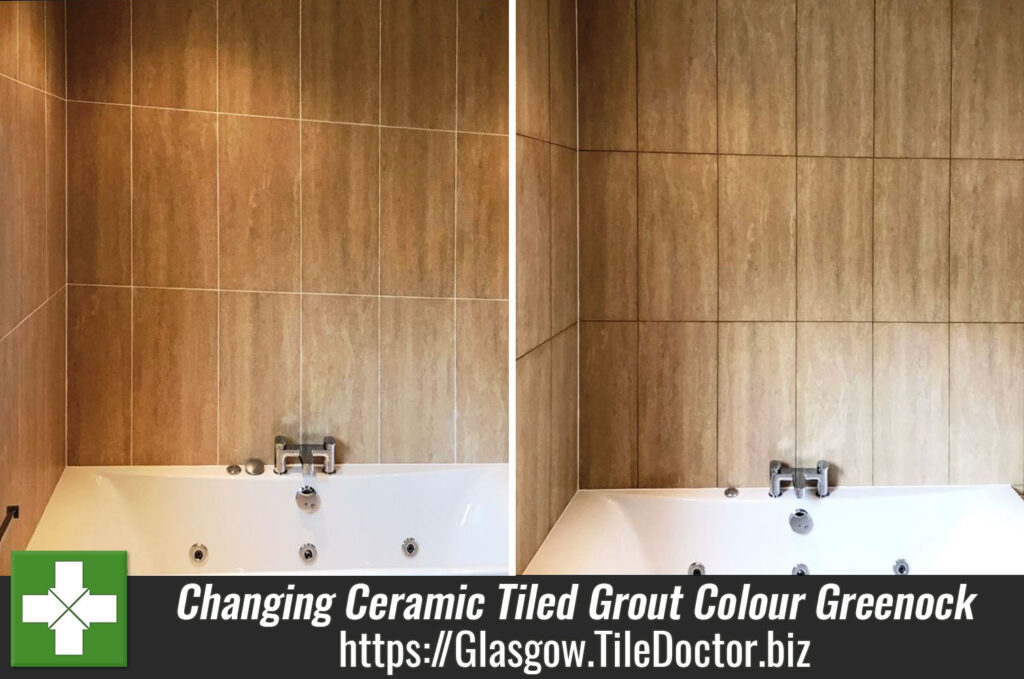 Changing Ceramic Tiled Grout Colour in a Greenock Bathroom