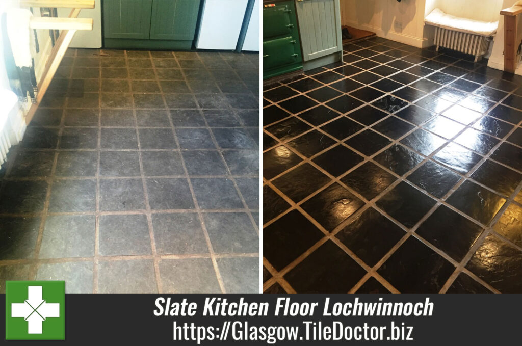 Slate Kitchen Floor Stripped Cleaned And Sealed Lochwinnoch