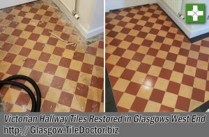 Victorian Tiled Hallway Floor Before After Restoration Glasgow West End