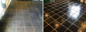 Slate Floor Before and After Cleaning and Sealing in Lochwinnoch