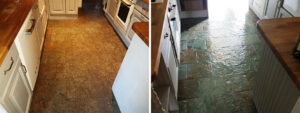 Slate Kitchen Floor Before and After Cleaning Sealing Gateside