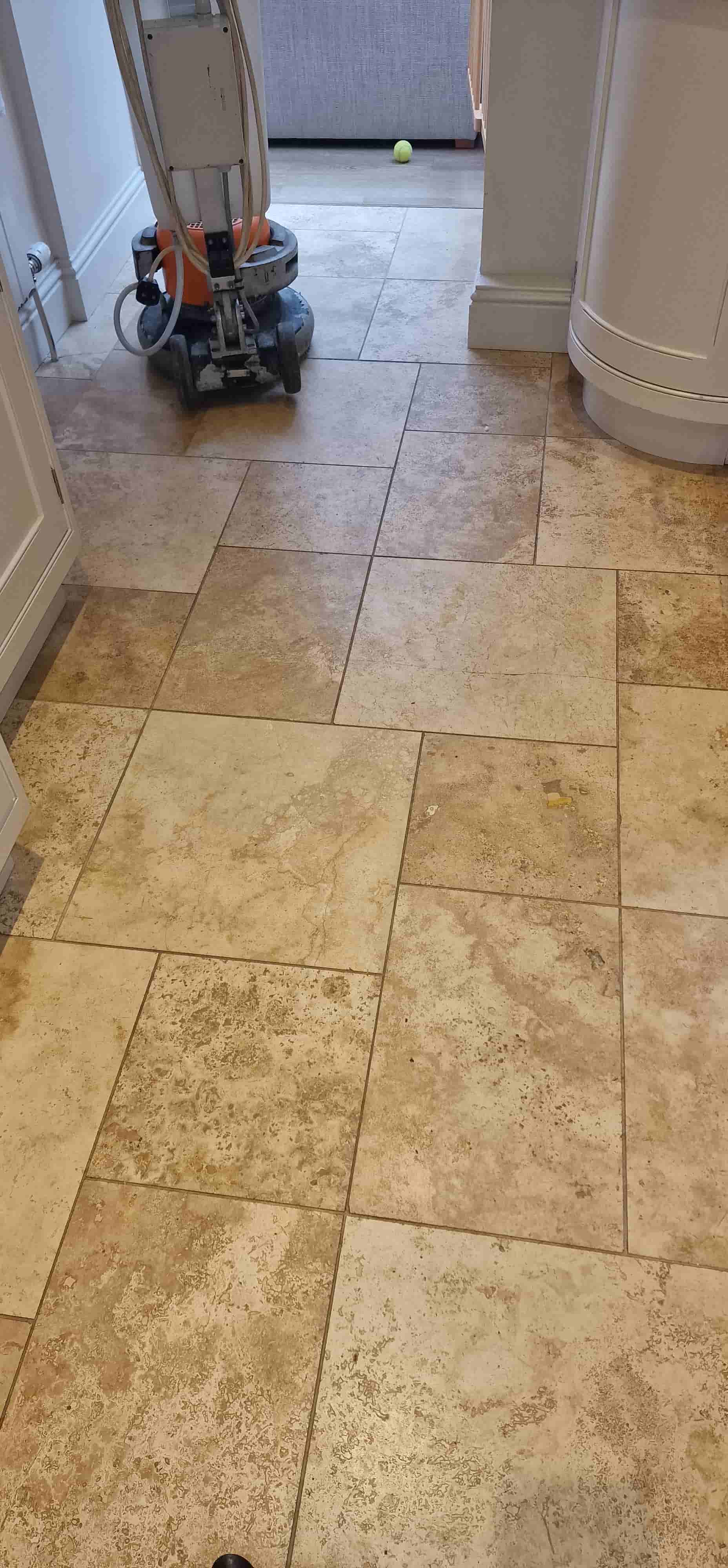 Travertine Tiled Floor Before Cleaning Polishing Cumbernauld