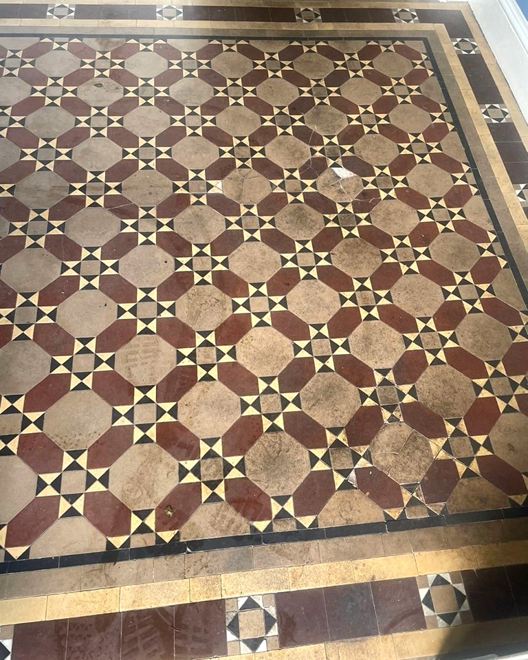 Victorian Tiled Floor Glasgow West End Before Restoration