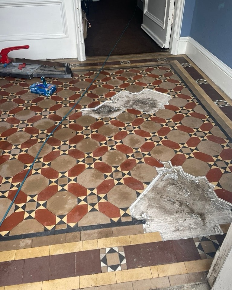 Victorian Tiled Floor Glasgow West End During Restoration